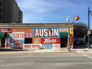 Historic building along 6th Street Austin during the day