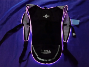 Light up glowing led neon pink camelback style hydration water backpack