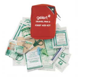mini first aid kit that has bandaids and scissors and other necessities 
