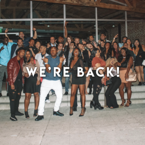 Blog title Card: Group Photo of People Partying on A Los Angeles Club Crawl