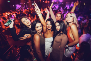 Group partying on LA Epic Club Crawls