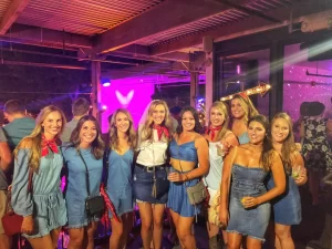 Austin bachelorette party dancing on Rainey Street